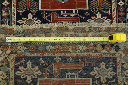 Blue & Red Traditional Antique Vintage Hamadan rug in room setting