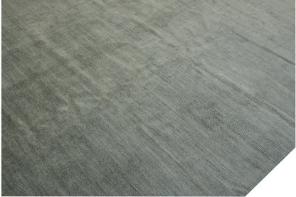 Transitional Grass Design hand-knotted wool rug in Gray, full view