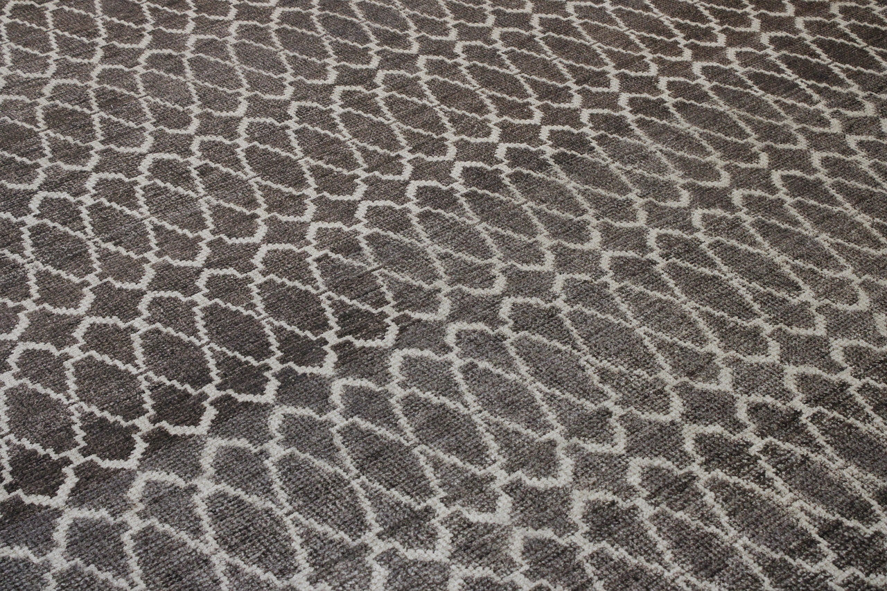 Close-up of wool pile, Brown & Beige rug