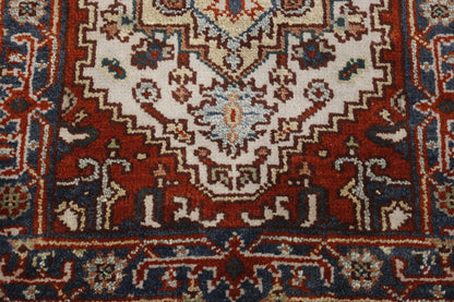 Tribal Indo Heriz rug border detail