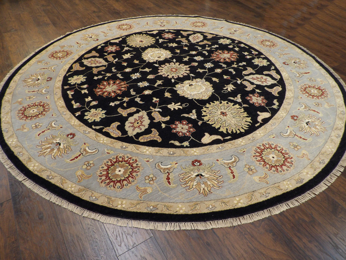Ziegler Oushak / Peshawar hand-knotted wool rug in Black, 10'2" x 10'2", SKU w495