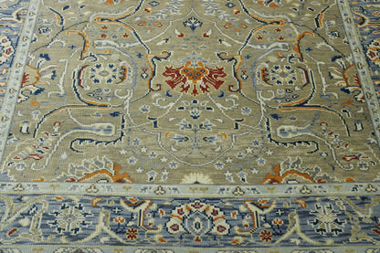 Back of Oushak Colorful Ziegler hand-knotted rug