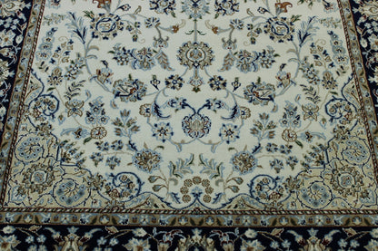 Close-up of wool pile, Blue & Beige rug