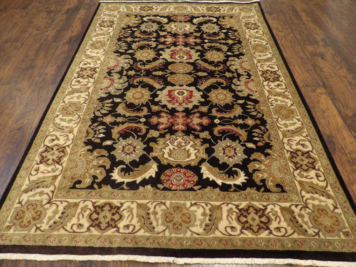 Close-up of wool pile, Beige & Purple rug