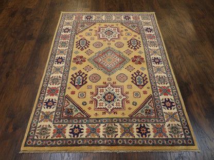 Tribal Kazak rug corner detail
