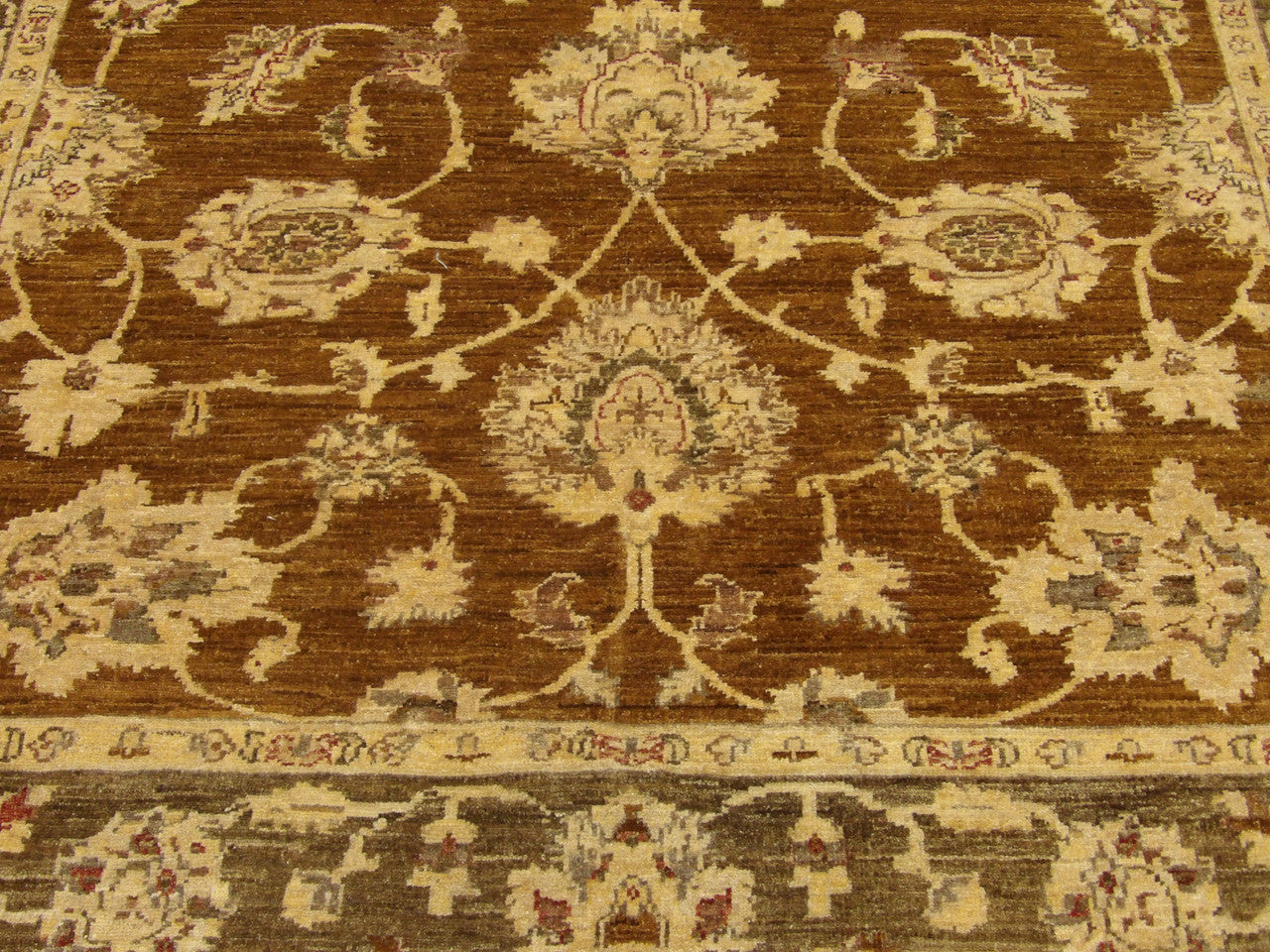 Oushak Chobi Natural Dye Antique Wash rug border detail