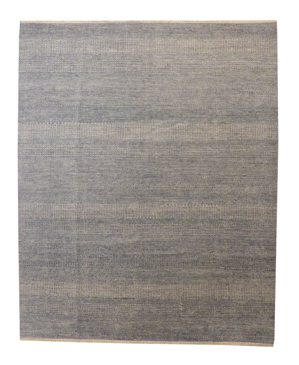 Modern Grass Design hand-knotted wool rug in Blue & Gray, full view
