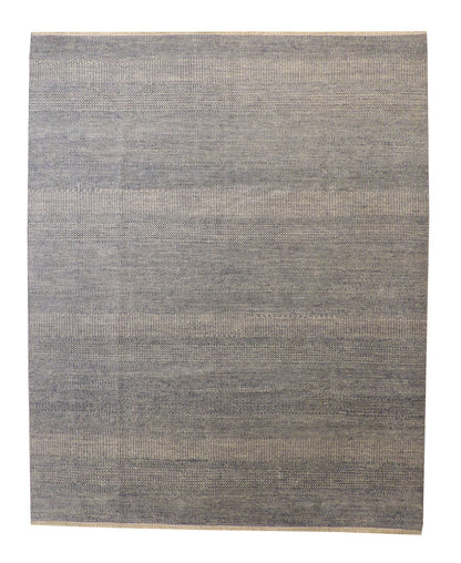 Modern Grass Design hand-knotted wool rug in Blue & Gray, full view