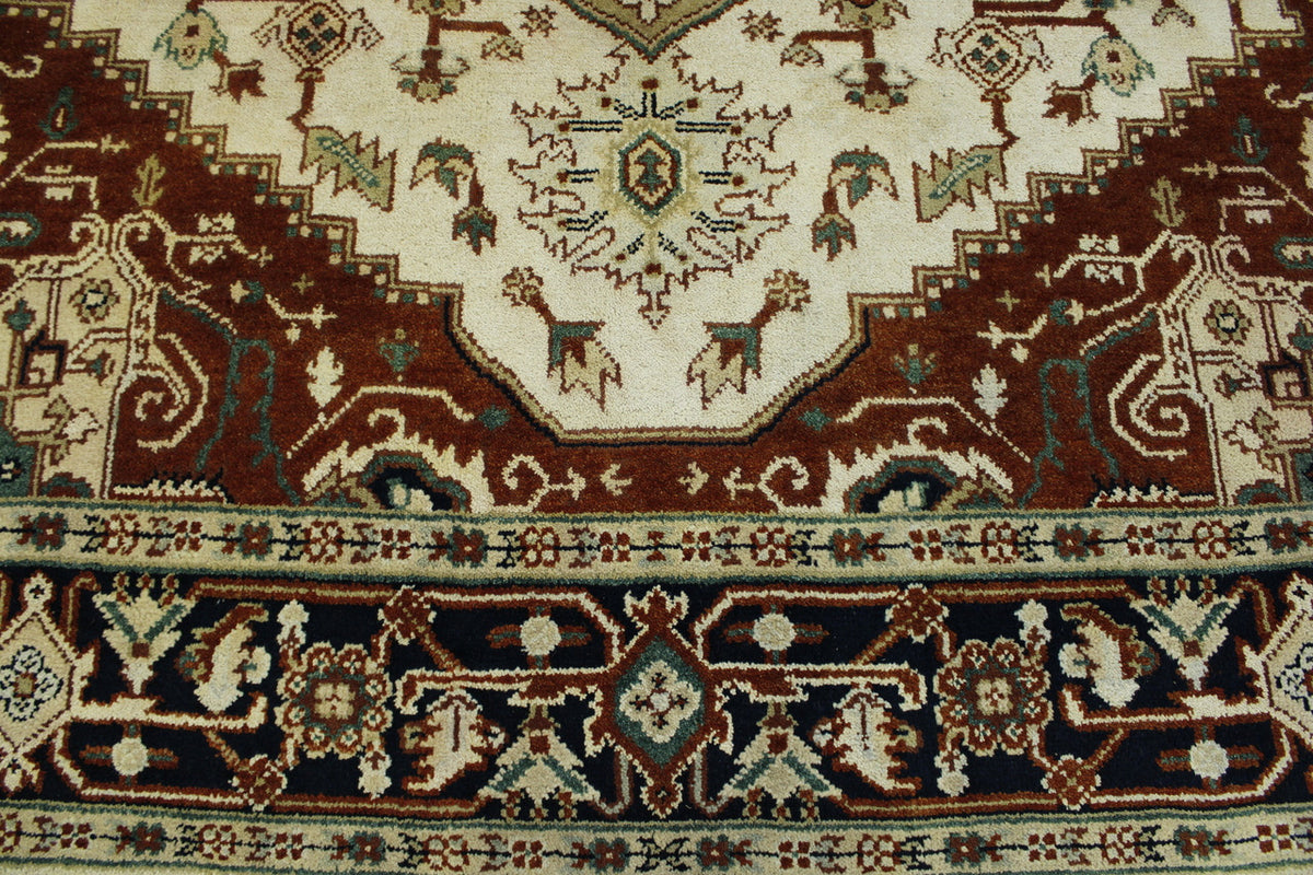 Back of Tribal Heriz hand-knotted rug