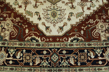 Back of Tribal Heriz hand-knotted rug