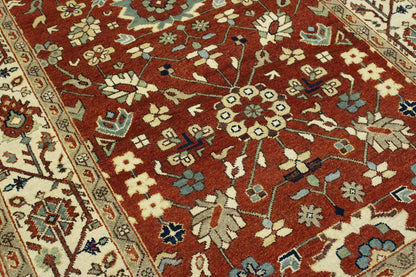 Close-up of wool pile, Beige & Rust rug