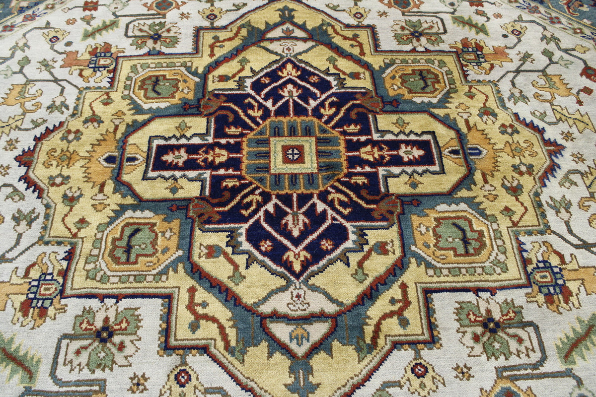 Full view of Tribal Indo Heriz rug