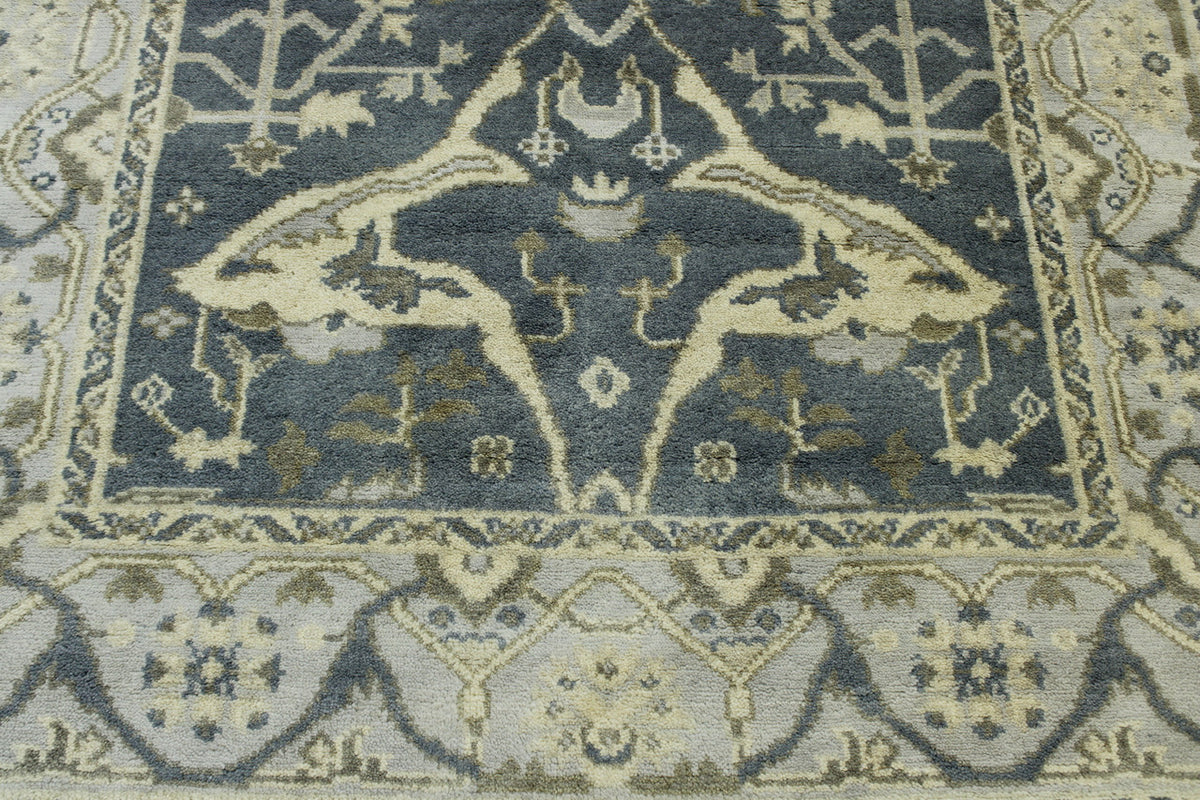 Close-up of wool pile, Blue & Gray rug
