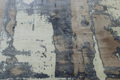 Close-up of silk pile, Blue & White rug
