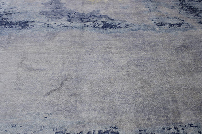 Close-up of silk pile, Blue & White rug