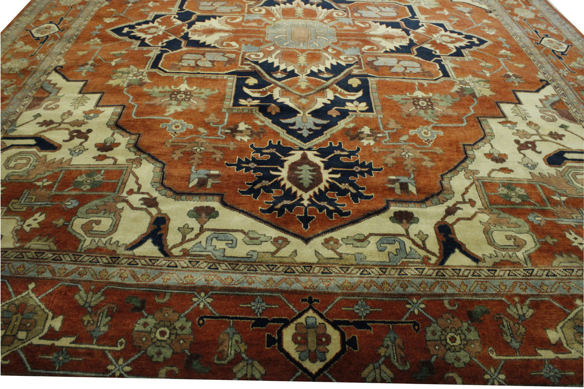 Back of Traditional Antiquewash Sherapi hand-knotted rug