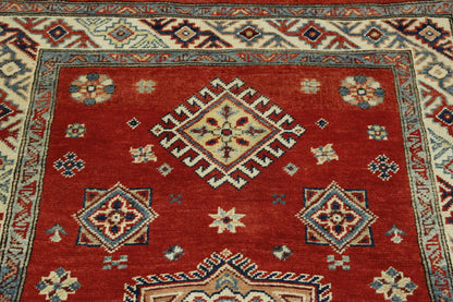 Tribal Super Kazak rug border detail