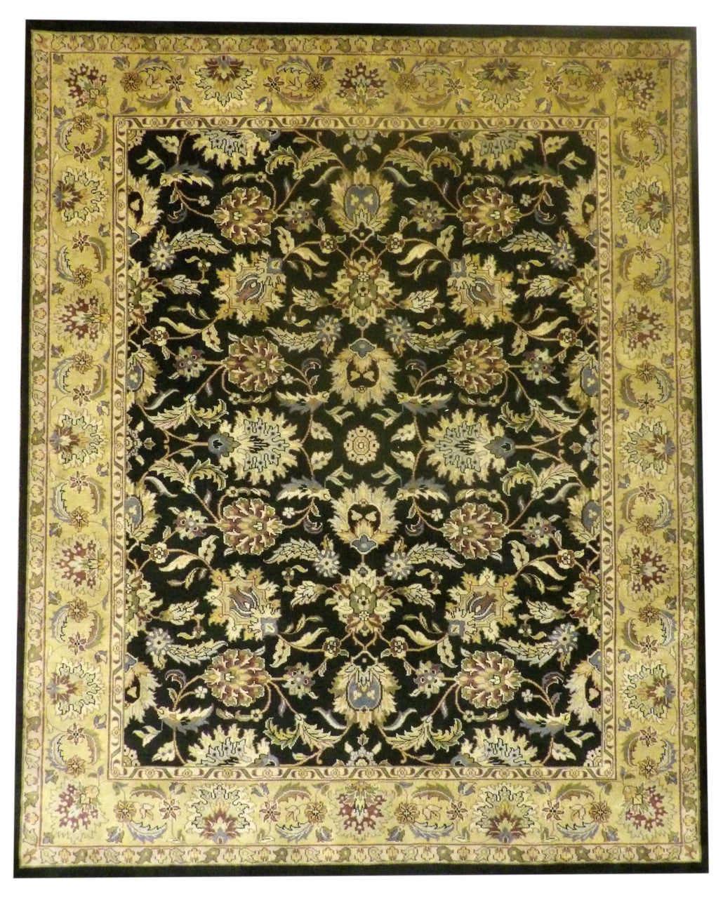 Jaipur Kashan Antique Wash hand-knotted wool rug in Black & Gold, full view