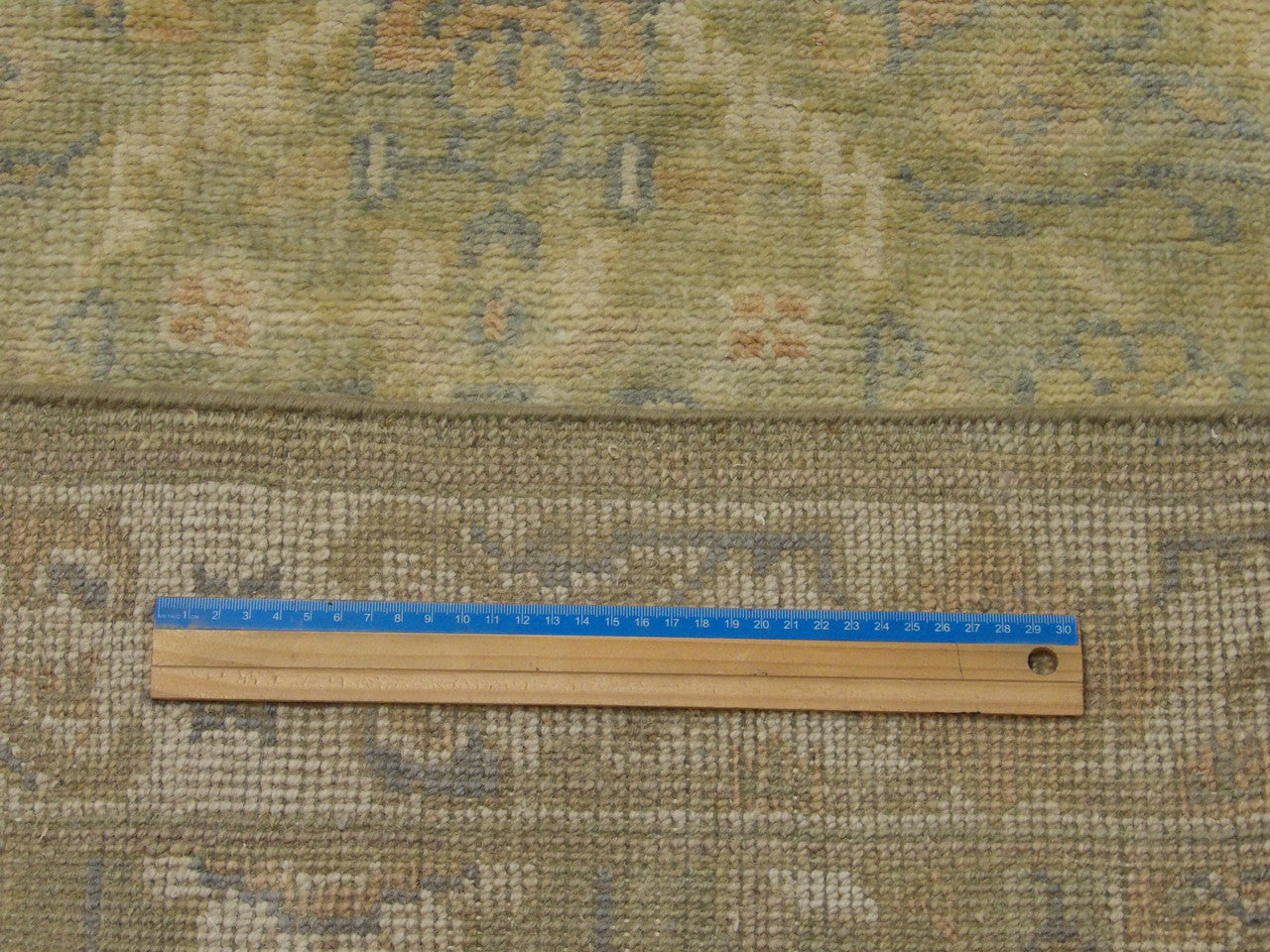 Full view of Turkish Oushak wash hand-knotted runner