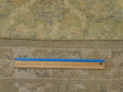 Full view of Turkish Oushak wash hand-knotted runner