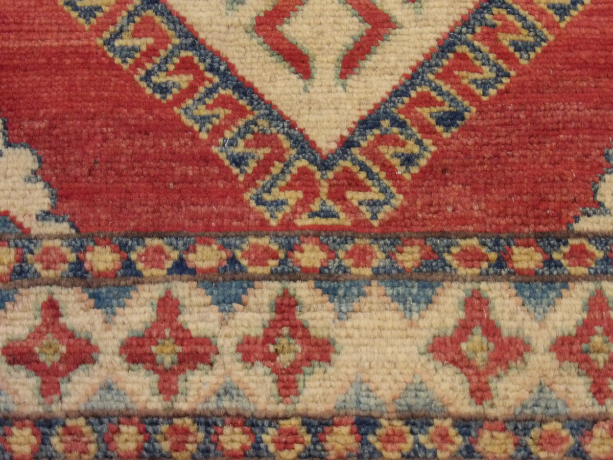 Tribal Super Kazak Natural Dye rug border detail