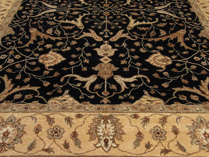 Ziegler Oushak / Peshawar hand-knotted wool rug in Black, 9'1" x 12'0", SKU w272