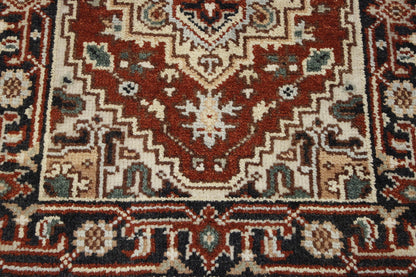 Tribal Indo Heriz rug border detail