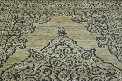 Back of Natural Kerman Design Jute hand-knotted rug