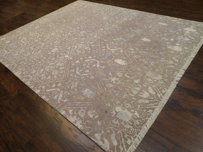 Full view of Transitional Ikat Design Carved High Low rug