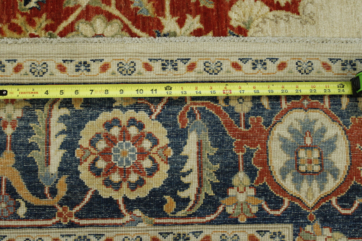 Tribal Fine Sherapi hand-knotted wool rug in Blue & Beige, full view