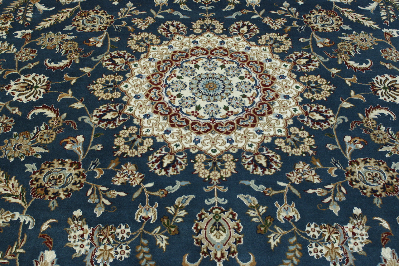 Traditional Fine Qum rug corner detail