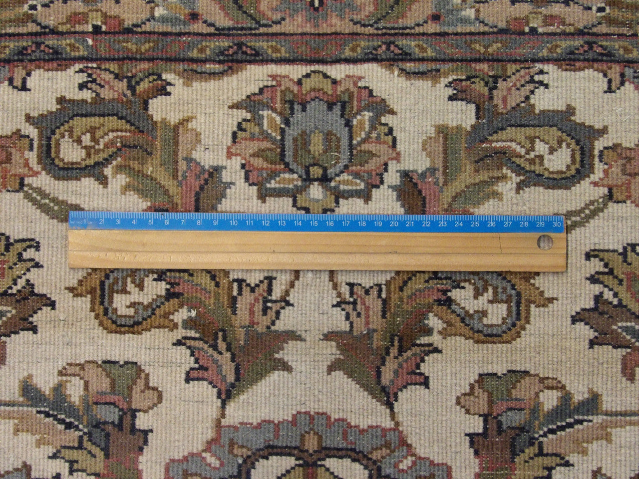 Beige & Pink Fine Persian Kashan rug in room setting