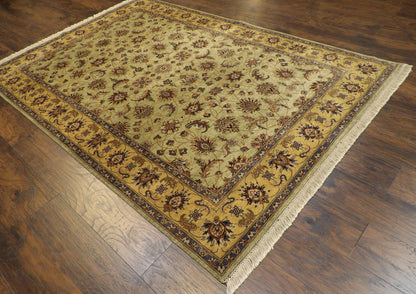 Tie-dye pattern detail, green and purple Ziegler rug