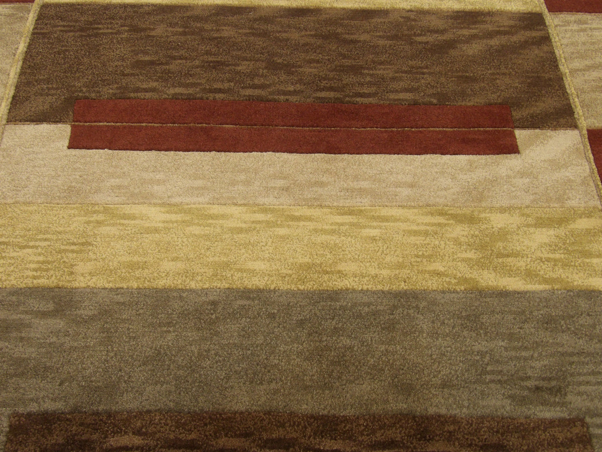 Close-up of wool pile, gold geometric rug