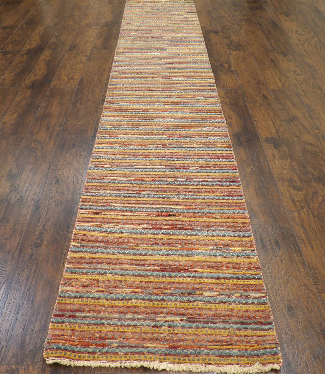 Close-up of carved wool texture, gold runner