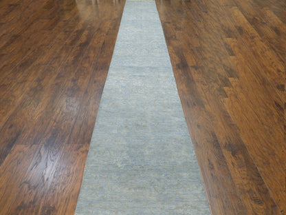 Close-up of stone wash texture on Oushak runner