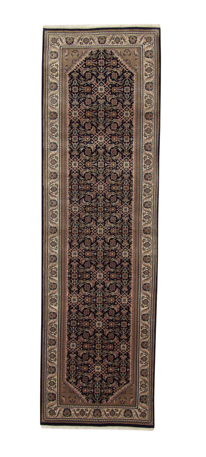Traditional Fine Mir hand-knotted wool rug in Green, full view
