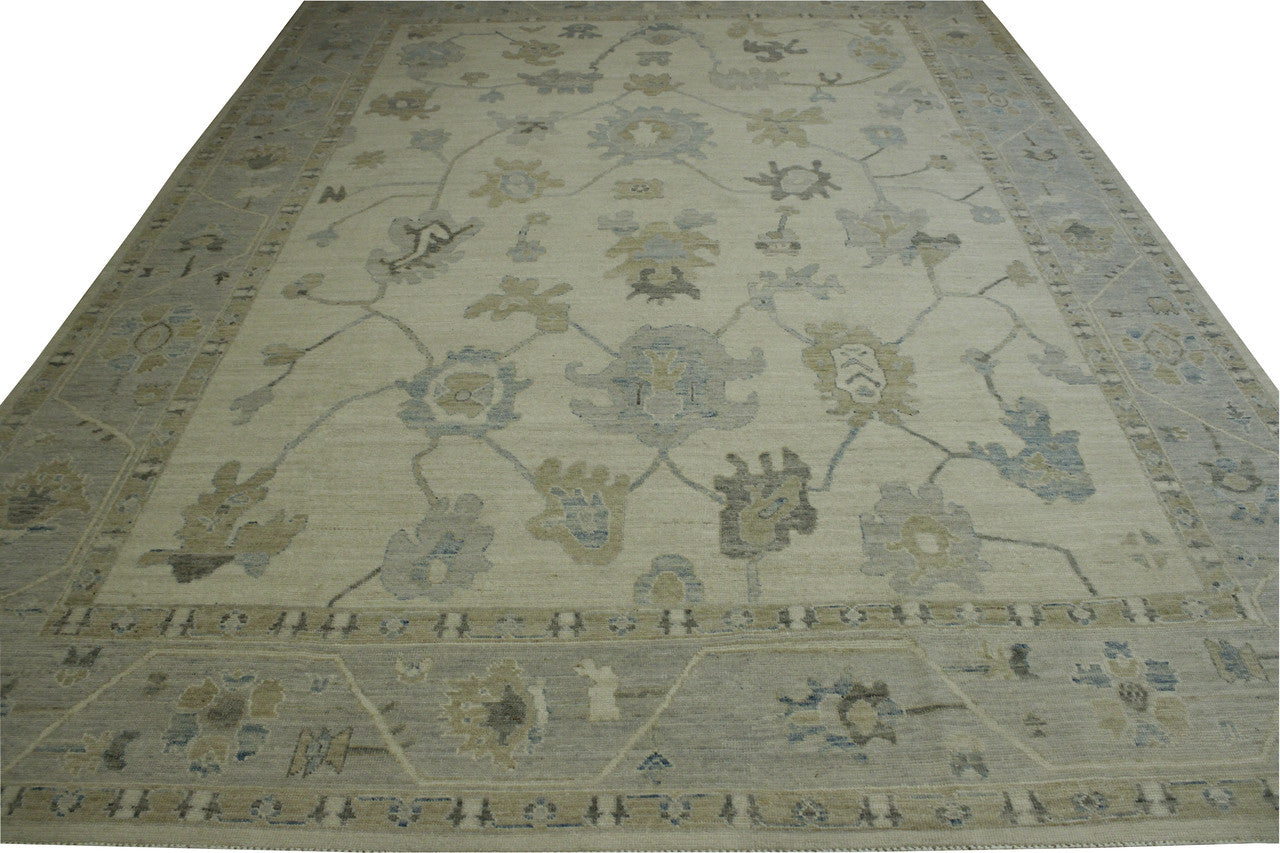 Oushak Wash Chobi rug corner detail