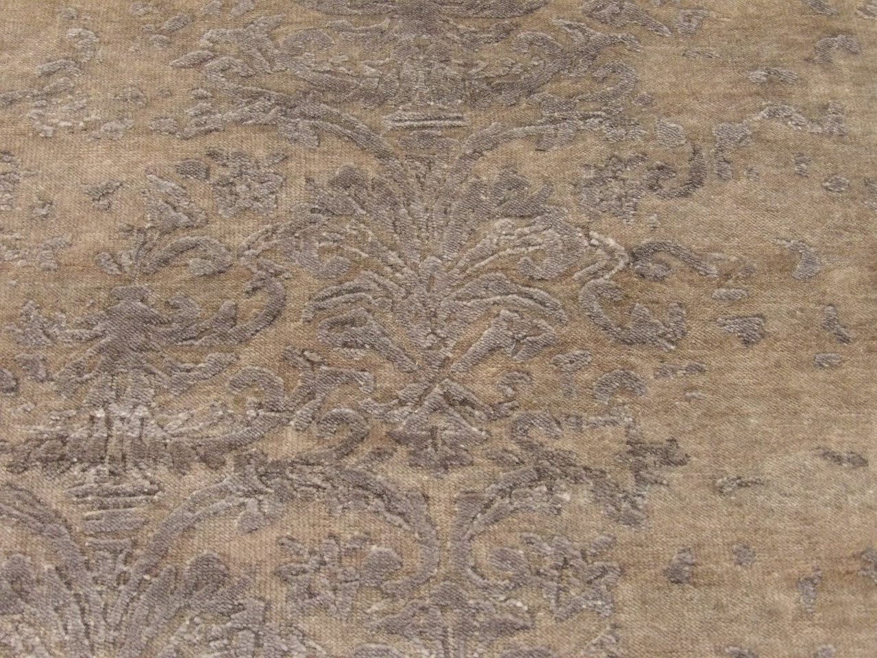 Back of Transitional Damask hand-knotted rug