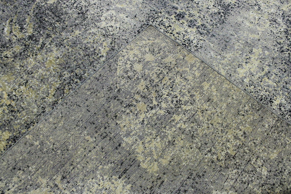 Modern Ikat Design hand-knotted wool rug in Blue & Multi-Color, full view