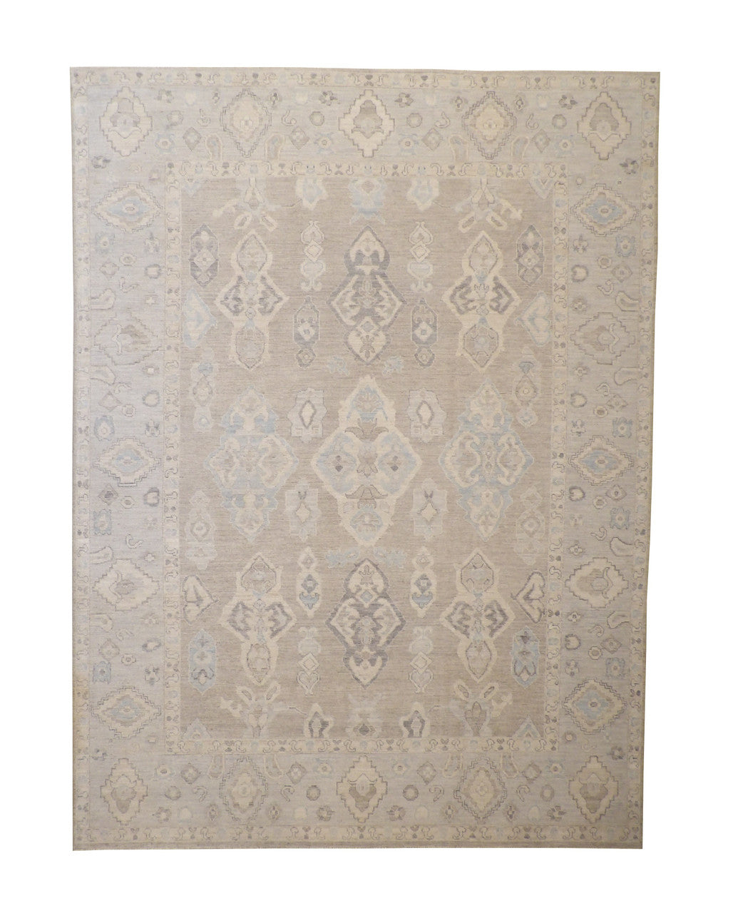 Oushak Wash Chobi hand-knotted wool rug in Blue & Gray, full view