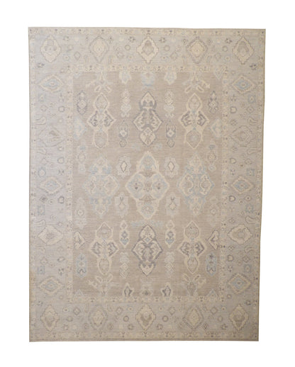Oushak Wash Chobi hand-knotted wool rug in Blue & Gray, full view