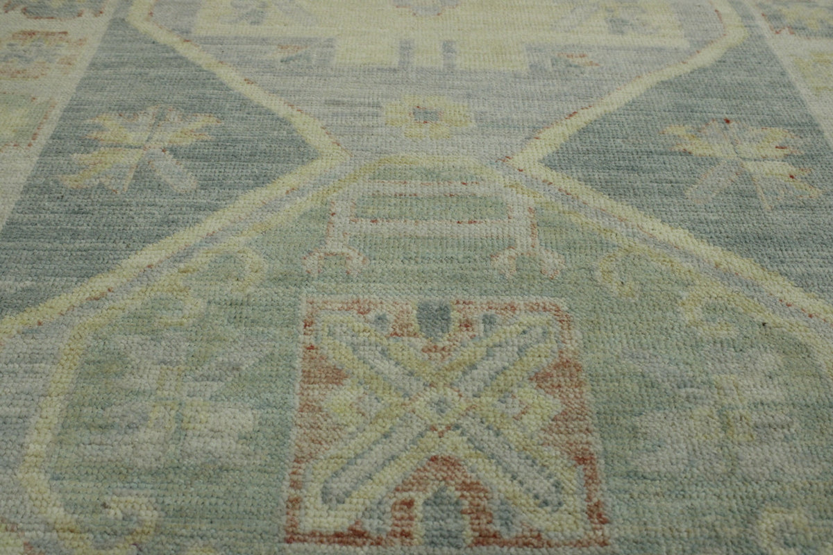 Oushak Wash Chobi rug corner detail