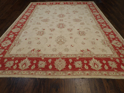 Close-up of wool pile, Beige & Red rug