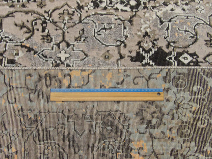 Full room view of transitional oxidized hand-knotted rug
