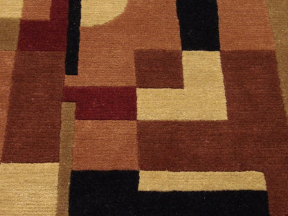 Wool texture close-up, multi-color geometric rug