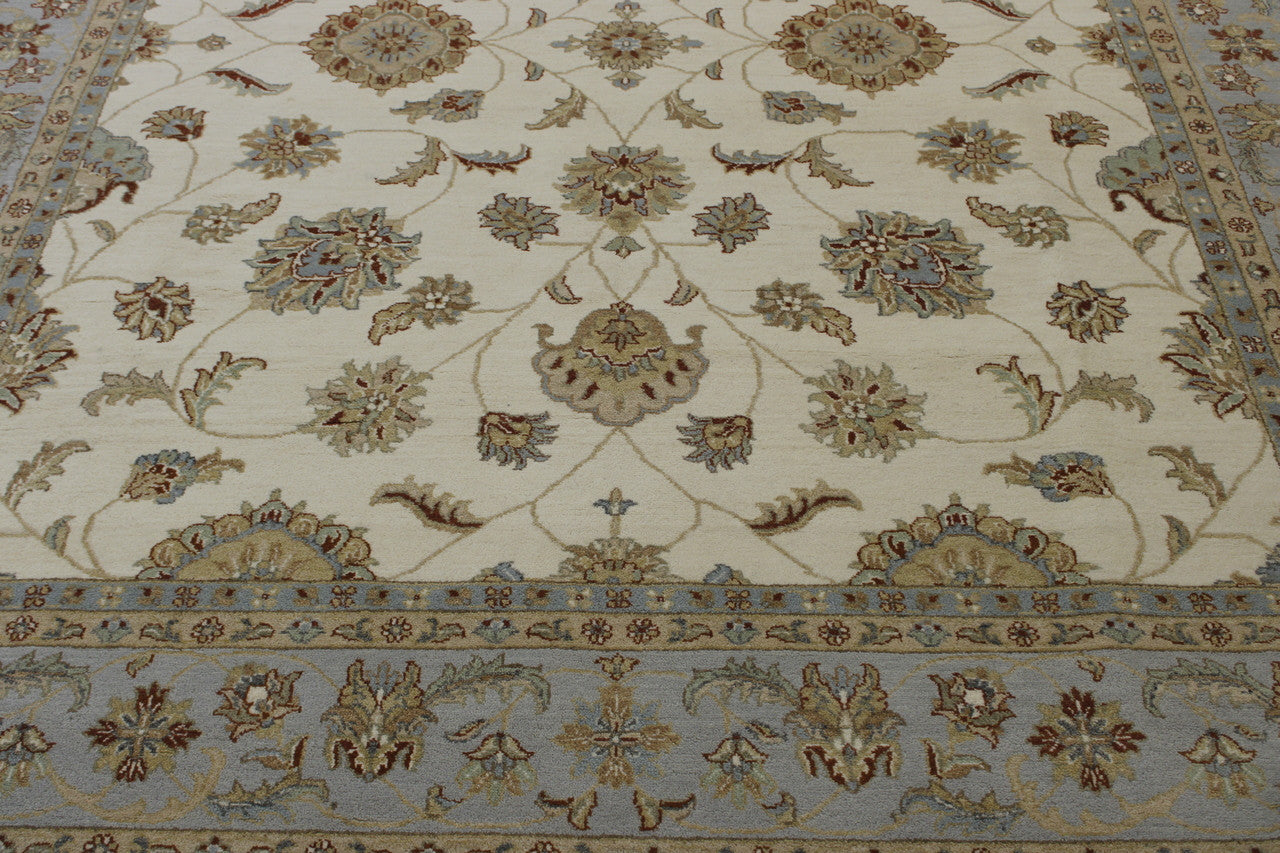 Close-up of wool pile, Blue & Beige rug