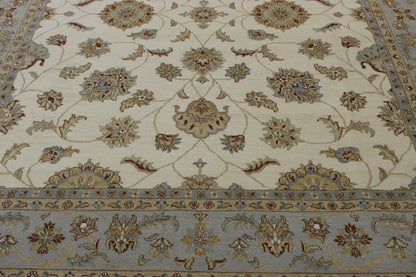 Close-up of wool pile, Blue & Beige rug