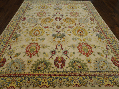 Close-up of wool pile, gold Ziegler rug