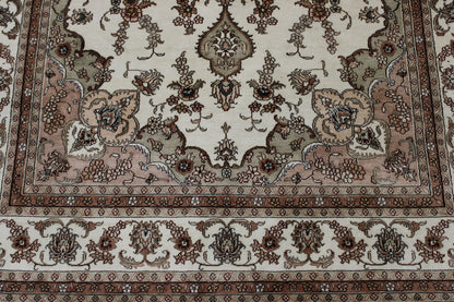 Traditional Sino Chinese Tabriz rug corner detail